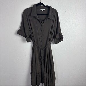 Gilli Black Striped Midi Dress Size 2XL